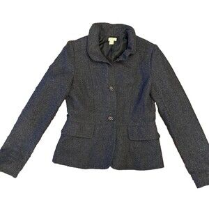 J Crew Tweed Gray Brown Wool Jacket Blazer Women’s Size 4 Pockets Lined